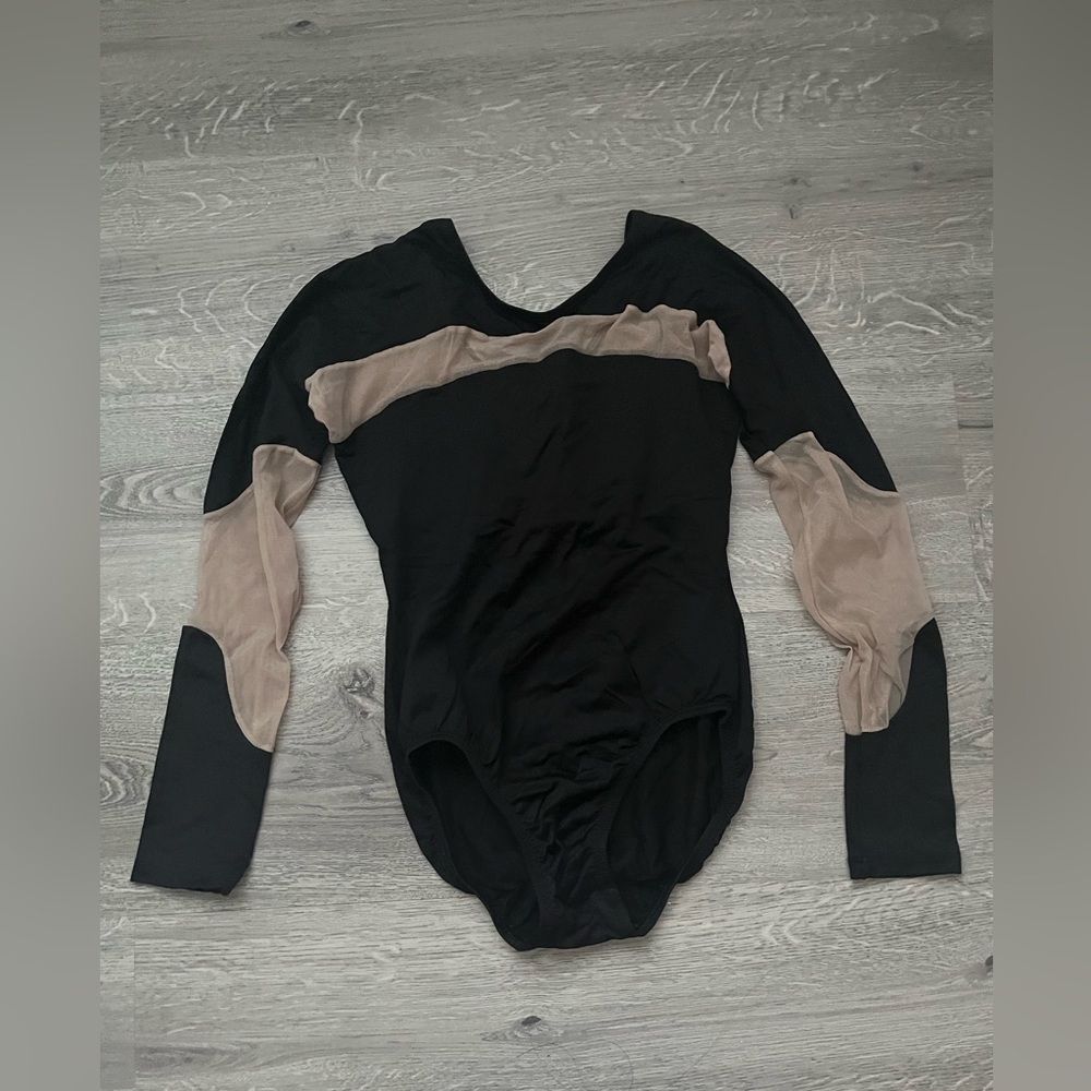 Ballet leotard long sleeve black mesh size S